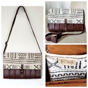 Kauli Handmade Tanzanian Leather Crossbody Bag Malian Cotton Mudcloth Artisan